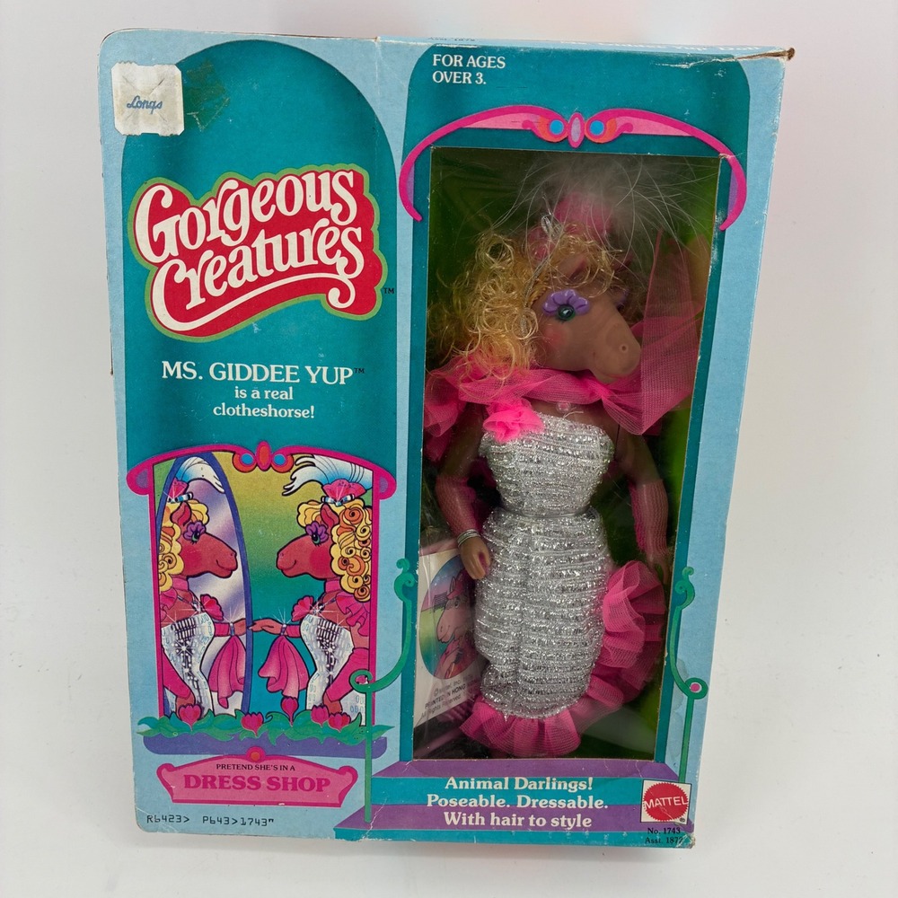 Vintage 1979 Mattel Gorgeous Creatures Ms Giddee Yup Doll 1743 NIB Horse